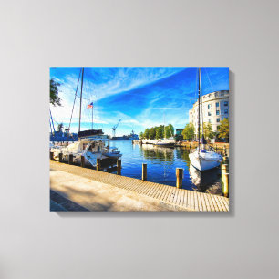 Bezienswaardigheden in Downtown Portsmouth Virgini Canvas Afdruk