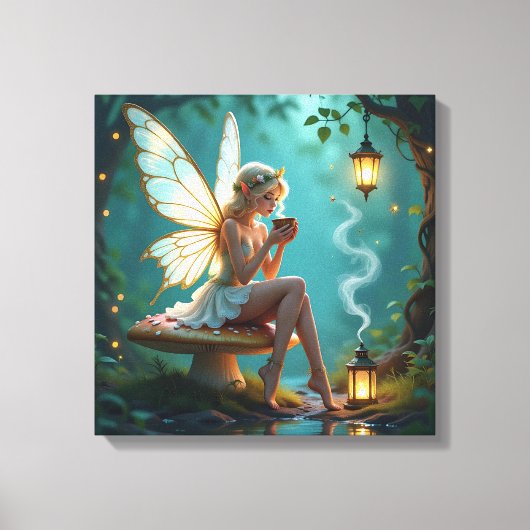 Bezienswaardigheden in Enchanted Forest Drink Coff Canvas Afdruk (Voorkant)