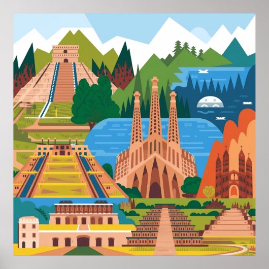 Bezienswaardigheden van Hispanic Heritage Poster (Voorkant)