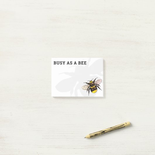 Bezig als bijenrealistische bijentekening post-it® notes (Op bureau)