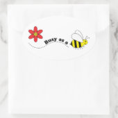 Bezig als een Bee Happy Bees and Flowers Cartoon Ovale Sticker (Tas)