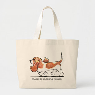 Bezig Basset Hound Grote Tote Bag