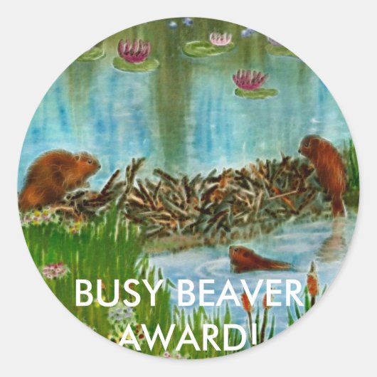 BEZIG BEAVER KINDER geschenkartikelen Ronde Sticker (Voorkant)