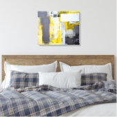 'Bezig, bezige' grijze en gele Abstracte kunst Canvas Afdruk (Insitu (Slaapkamer))