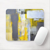 'Bezig, bezige' grijze en gele Abstracte kunst Muismat (Met muis)