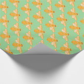 Bezig bijenpatroon op groene achtergrond cadeaupapier (Hoek)
