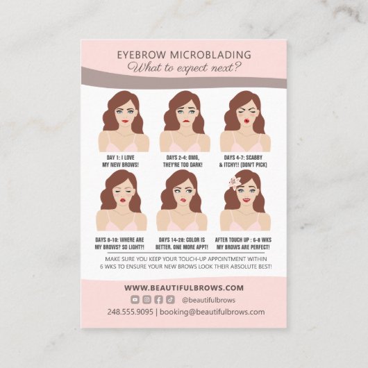 Bezig met Eyebrow Microblading Aftercare & Appoint Visitekaartje (Achterkant)