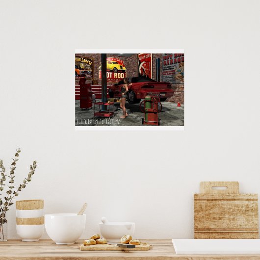 Bezig met Garage Pinup Poster (Keuken)