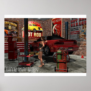Bezig met Garage Pinup Poster