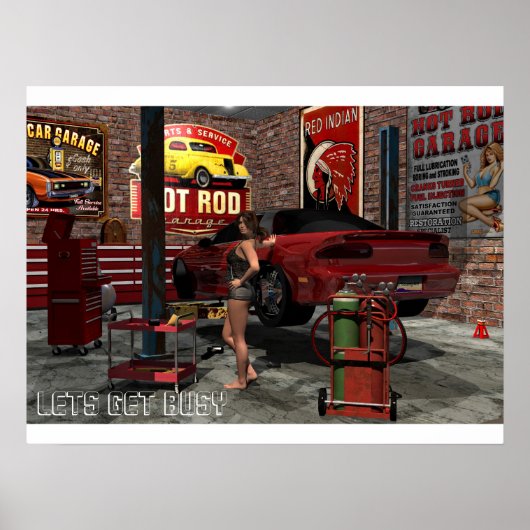 Bezig met Garage Pinup Poster (Voorkant)