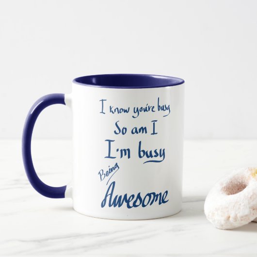 Bezig met Geweldige handgeschreven Slogan Navy Blu Mok (Met donut)
