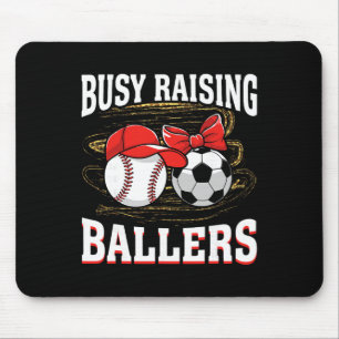 Bezig met het opvoeden van Ballers honkbal voetbal Muismat