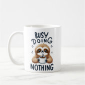 "Bezig met niets doen" Schattigee grappige sarcast Koffiemok (Links)
