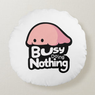 Bezig met Nietsdoen - Knuffel Roze Blob Rond Kussen