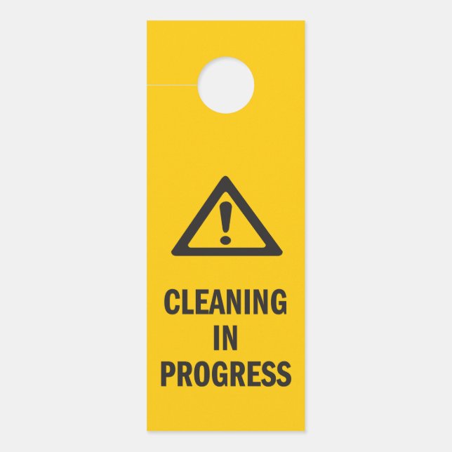 Bezig met schoonmaken Waarschuwing geel Deurhanger (Voorkant)