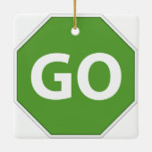 Bezig met stoppen en doorgaan keramisch ornament (Achterkant)