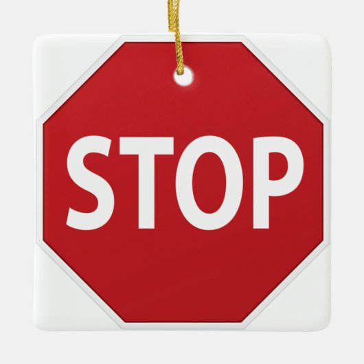 Bezig met stoppen en doorgaan keramisch ornament (Voorkant)