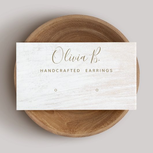 Bezig met tonen van tekeningenscript wit hout dat visitekaartje