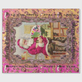 Bezig met Victoriaans kerstman groot Cadeaupapier (Vlak)