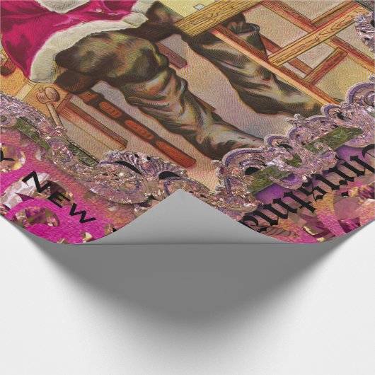 Bezig met Victoriaans kerstman groot Cadeaupapier (Hoek)