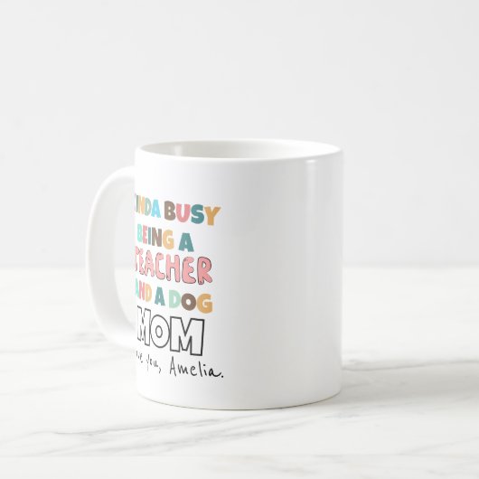 Bezig om leraar en hond te zijn Mam grappig Koffiemok (Voorkant links)
