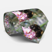 Bezig Stropdas van Bumblebee en Roze bloemen (Opgerold)