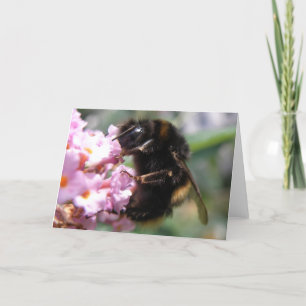 Bezig Wenskaart van Bumblebee en Roze bloemen Kaart