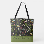 Bezige Bee en Bloemen personaliseren Tote Bag (Voorkant)