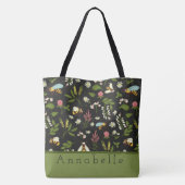 Bezige Bee en Bloemen personaliseren Tote Bag (Achterkant)