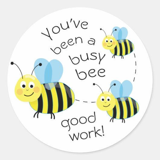 Bezige Bee Good Work Reward Ronde Sticker (Voorkant)