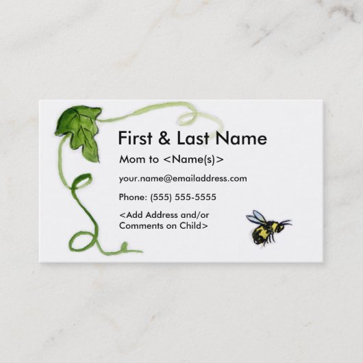 Bezige Bee Mammie Aangepaste Foto met afspeeldatum Contactkaartje (Voorkant)