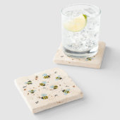 Bezige bietengevoelige bijen stenen onderzetter (Zijkant)