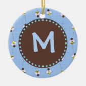 Bezige bijen Aangepast monogram Keramisch Ornament (Voorkant)