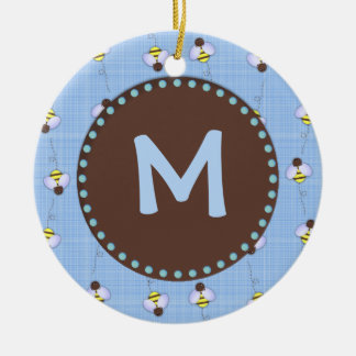 Bezige bijen Aangepast monogram Keramisch Ornament