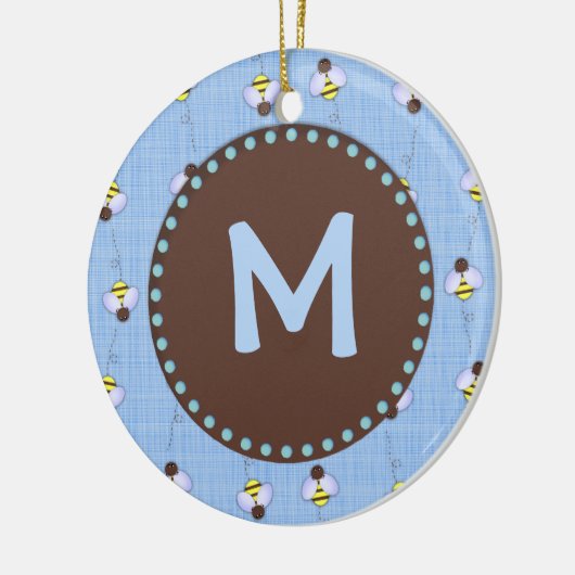 Bezige bijen Aangepast monogram Keramisch Ornament (Links)