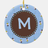 Bezige bijen Aangepast monogram Keramisch Ornament (Achterkant)