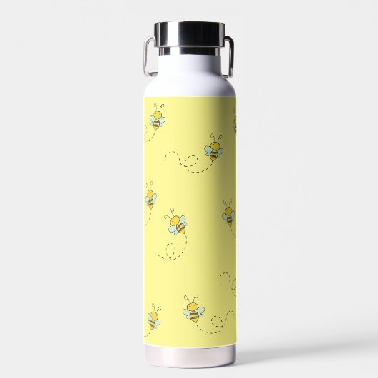 Bezige bijen geel patroon waterfles (Voorkant)