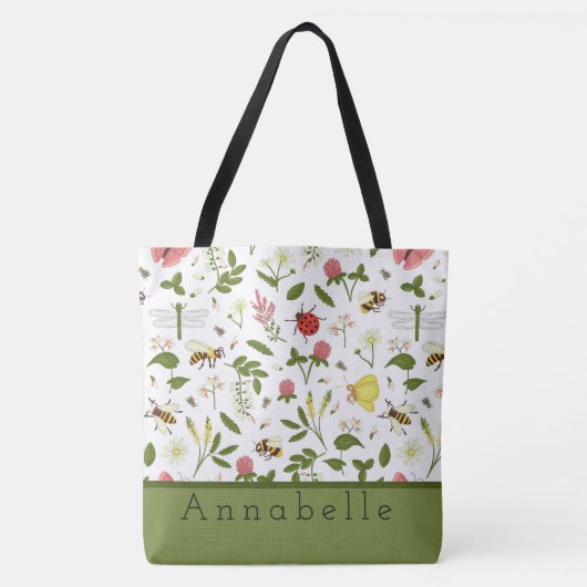 Bezige bijen Ladybugs en Butterflies personalisere Tote Bag (Voorkant)