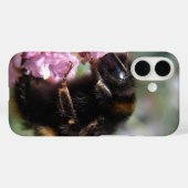 Bezige Bumblebee en Roze Flowers iPhone Case (Achterkant (horizontaal))