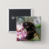 Bezige Button Bumblebee en Roze bloemen (Voorkant /achterkant)
