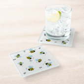 Bezige Buzzing Bees Cute Honeybee Glazen Onderzetter (Schuin)