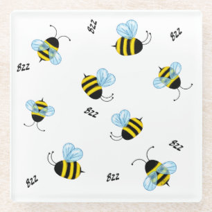 Bezige Buzzing Bees Cute Honeybee Glazen Onderzetter