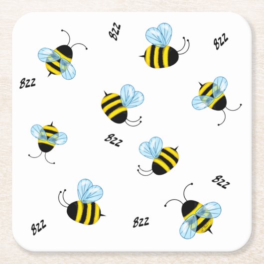 Bezige Buzzing Bees Cute Honeybee Kartonnen Onderzetters (Voorkant)