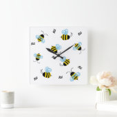 Bezige Buzzing Bumble Bees Honeybees Vierkante Klok (Huis)