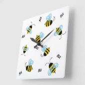 Bezige Buzzing Bumble Bees Honeybees Vierkante Klok (Hoek)