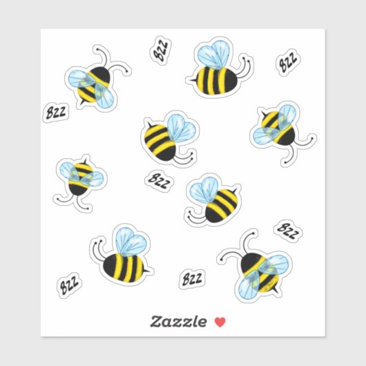 Bezige buzzing Bumblebees Honeybee Decale Stickers (Vel)