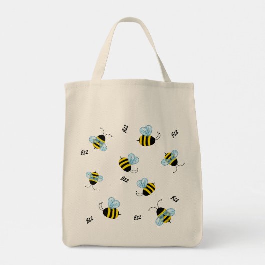 Bezige buzzing-bundelbijen, geschikt voor hergebru tote bag (Achterkant)