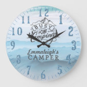 Bezige Camping Time Custom Camper Grote Klok (Voorkant)