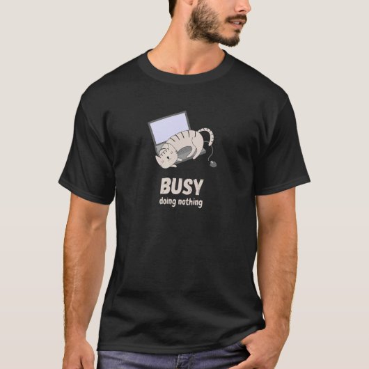 Bezige Doing Niets Lazy Cat T-shirt (Voorkant)