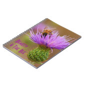 Bezige foto van Bee Paars Thistle Flower Template Notitieboek (Linkerzijde)